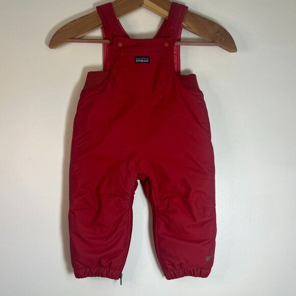 Patagonia Unisex Baby Sleeveless Nylon Zipper Red Insulated Bibs Jumpsuit 6M - Picture 1 of 8